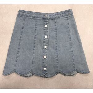 Le Lis Denim Button Up Skirt - Small